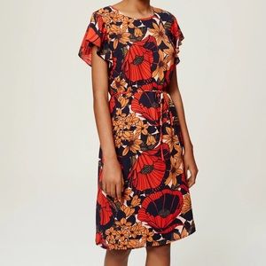Ann Taylor LOFT Red Poppy Flutter Sleeve Dress